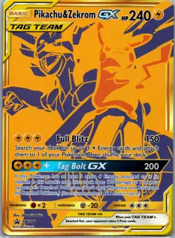 Pikachu & Zekrom GX SM248 - Gold Tag Team Black Star Promo - Pokemon Card - NM - Image 1