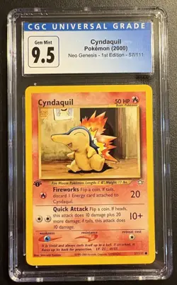 CGC 9.5 Cyndaquil 1st Edition Neo Genesis 2000 Pokemon Card #57 - Image 1