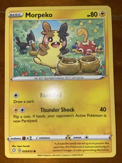 Pokemon TCG Morpeko Card Shining Fates Sword And Shield 035/072 NM 2021 - Image 1