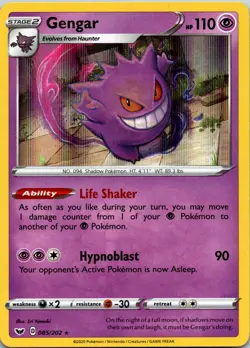 Gengar 085/202 Holo Rare Sword & Shield Pokemon Holo Near Mint - Image 1