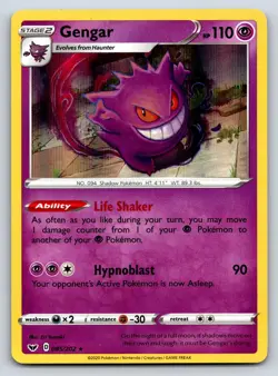 Gengar 085/202 Holo Rare Sword & Shield Pokemon Lightly Played - Image 1