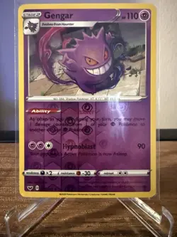 Pokemon Gengar 085/202 Swsh01 Sword & Shield Reverse Holo Rare Stage 2 110 HP EN - Image 1