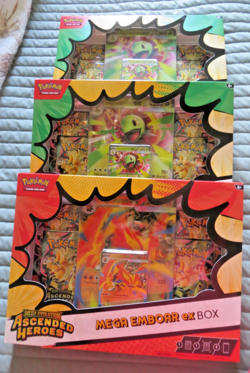 LOT OF 3! Pokemon Ascended Heroes - Mega Emboar & Mega Meganium EX BOXES! - Image 1
