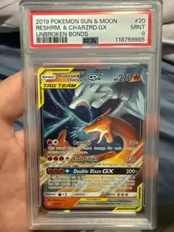 2019 Pokemon Reshiram & Charizard GX Holo Sun Moon Unbroken Bonds 20/214 PSA 9 - Image 1
