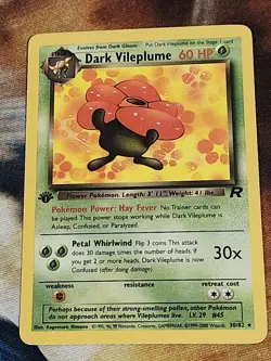 1999 Pokemon Team Rocket - Dark Vileplume 1st Edition Non-Holo 30/82 Rare LP - Image 1