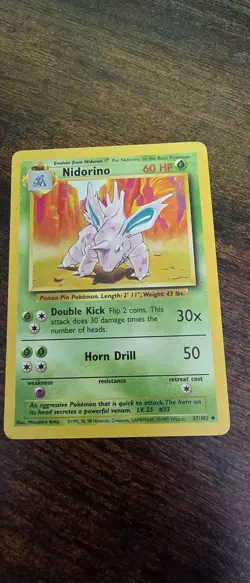 Nidorino 37/102 Uncommon Base Set Unlimited Pokemon Lightly Played - Image 1