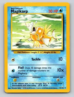Magikarp 35/102 Uncommon Base Set Unlimited Pokemon MP - Image 1