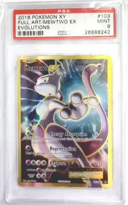2016 Pokemon XY Full Art/MEWTWO Evolutions #103 MINT 9 PSA - Image 1