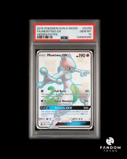 PSA 10 GEM MT Mewtwo GX SV59 Pokemon Hidden Fates Shiny Vault - Image 1