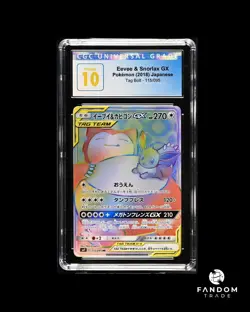 CGC 10 PRISTINE Eevee & Snorlax GX Tag Team Rainbow 115/095 Pokemon Tag Bolt - Image 1