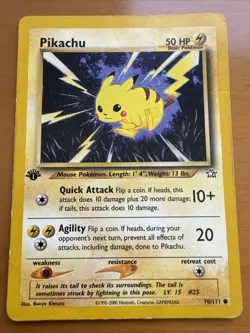 Pikachu Common 1st Edition Neo Genesis 070/111 Pokemon TCG Dmg - Image 1