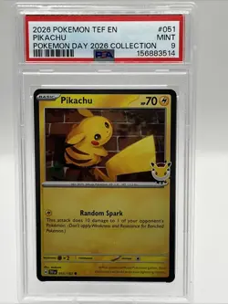 2026 Pokemon TEF EN Pikachu Pokemon Day 2026 #051 PSA 9 Mint - Image 1
