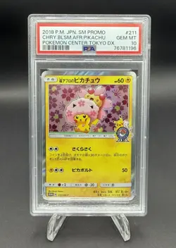 Cherry Blossom Afro Pikachu 2018 Pokemon Center Promo Japanese 211/SM-P PSA 10 - Image 1