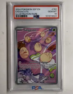 Pokemon TCG Surging Sparks Exeggcute 192/191 Illustration Rare Holo PSA 10 - Image 1