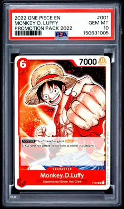 Monkey.D.Luffy (Promotion Pack 2022) P-001 One Piece PRE-ERATTA PSA 10 GEM MINT - Image 1
