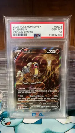 2023 POKEMON SWORD & SHIELD CROWN ZENITH #GG36 FULL ART/ENTEI V PSA 10 - Image 3