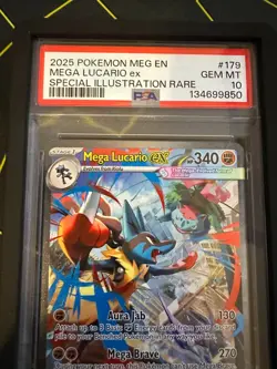 2025 POKEMON MEG EN-MEGA EVOLUTION #179 MEGA LUCARIO EX PSA 10 - Image 3