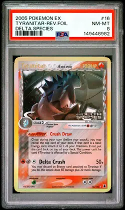 TYRANITAR REVERSE HOLO 16/113 DELTA SPECIES POKEMON PSA 8 - Image 1