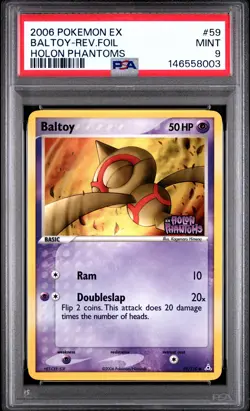 2006 POKEMON EX HOLON PHANTOMS #59 BALTOY-REVERSE FOIL PSA 9 - Image 1