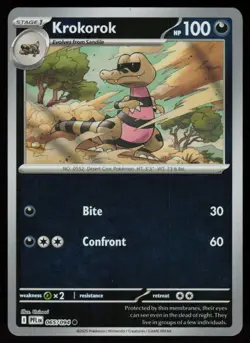 Krokorok 065/094 Common Phantasmal Flames Pokemon Reverse Holo Near Mint - Image 1