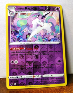 POKEMON GALARIAN RAPIDASH 082/202 REVERSE HOLO RARE SWORD & SHIELD LP-NM - Image 1