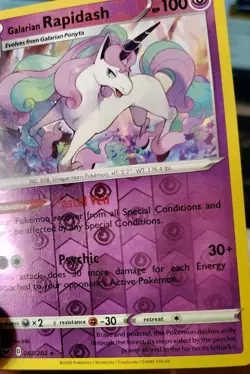 POKEMON GALARIAN RAPIDASH 082/202 REVERSE HOLO RARE SWORD & SHIELD LP-NM - Image 5