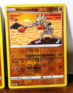POKEMON HITMONLEE 094/202 & HITMONCHAN 095/202 REVERSE HOLOS SWORD & SHIELD - Image 3