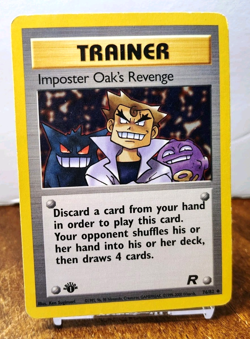 POKEMON IMPOSTER OAKS REVENGE 76/82 1ST EDITION TRAINER TEAM ROCKET MP-HP GENGAR - Image 1