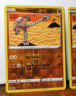 POKEMON HITMONLEE 094/202 & HITMONCHAN 095/202 REVERSE HOLOS SWORD & SHIELD - Image 2