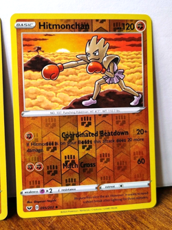 POKEMON HITMONLEE 094/202 & HITMONCHAN 095/202 REVERSE HOLOS SWORD & SHIELD - Image 3