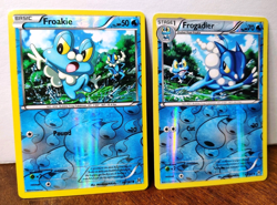 POKEMON FROAKIE 46/162 & FROGADIER 47/162 REVERSE HOLOS BREAKTHROUGH STORY ART - Image 1