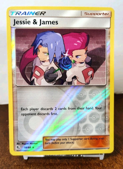 POKEMON JESSIE & JAMES 58/68 REVERSE HOLO RARE HIDDEN FATES LP - Image 1