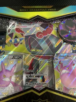 Pokemon TCG Shining Fates Premium Collection Shiny Dragapult VMAX Error BoxU - Image 4