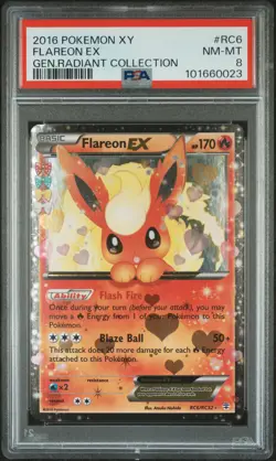 2016 POKEMON XY GENERATIONS RADIANT COLL #RC6 FLAREON EX PSA 8 - Image 1