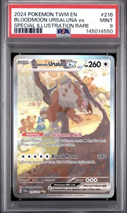 Pokemon TCG Bloodmoon Ursaluna EX PSA 9 Mint Special Illustration Rare Card - Image 1