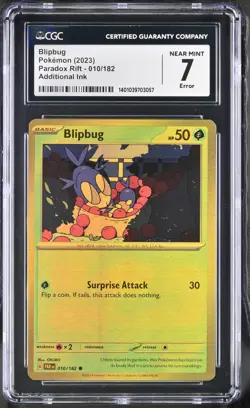 Pokemon CGC 7 Blipbug - Paradox Rift 010/182 - Additional Ink Error - Image 1