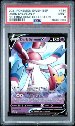 2021 POKEMON SWSH BLACK STAR PROMO CELEBRATIONS COLL #134 DARK SYLVEON V PSA 9 - Image 2