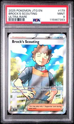 2025 Pokemon Journey Together BROCK'S SCOUTING 179/159 Ultra Rare PSA 9 - Image 1