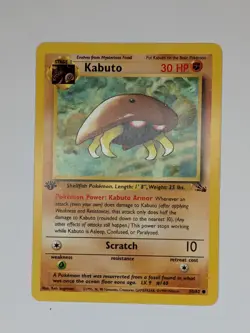 Pokemon TCG Kabuto Fossil 1st Edition Common Card 50/62 - Image 1