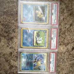 PSA Graded Pokemon TCG Lot 3 Mistys Psyduck Dark Wartortle Blastoise Holo - Image 1