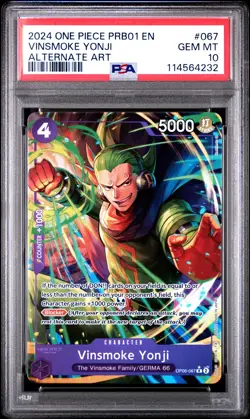 PSA 10 Vinsmoke Yonji 067 Alt Art One Piece Prb01 One Piece Card The Best- - Image 1