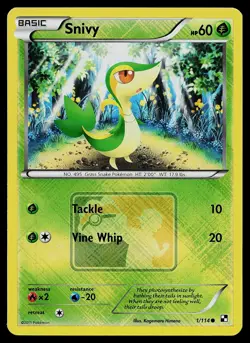 Pokemon Card - Snivy (League Promo) Crosshatch 1/114 Holo Reverse Holo Promo - Image 1