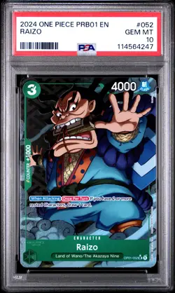 PSA 10 Raizo 052 One Piece Prb01-Premium Booster -One Piece Card The Best- - Image 1