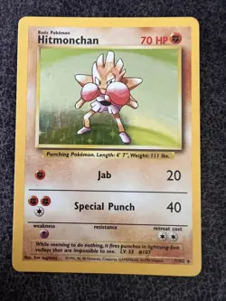 Hitmonchan 7/102 Holo Rare Pokemon Card Lightly Played - Image 1