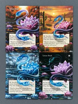 x4 Lotus Petal #294 MTG Tempest Hand Painted Altered Art Magic The Gathering 🐟 - Image 1