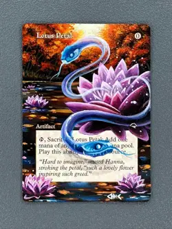 x4 Lotus Petal #294 MTG Tempest Hand Painted Altered Art Magic The Gathering 🐟 - Image 3