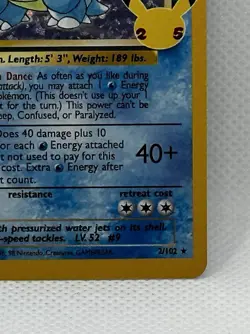 Pokemon TCG Blastoise Celebrations Classic Collection Card 2/102 NM Condition - Image 5