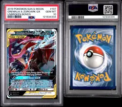 2019 Pokemon Sun & Moon Unbroken Bonds 107 Greninja & Zoroark GX Tag Team PSA 10 - Image 3
