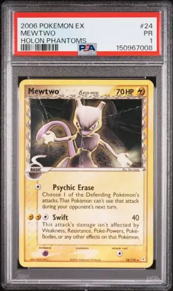 2006 POKEMON EX HOLON PHANTOMS #24 MEWTWO PSA 1 - Image 1