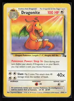 Dragonite (19) Unlimited Rare Pokemon Fossil 19/62 HP - Image 1